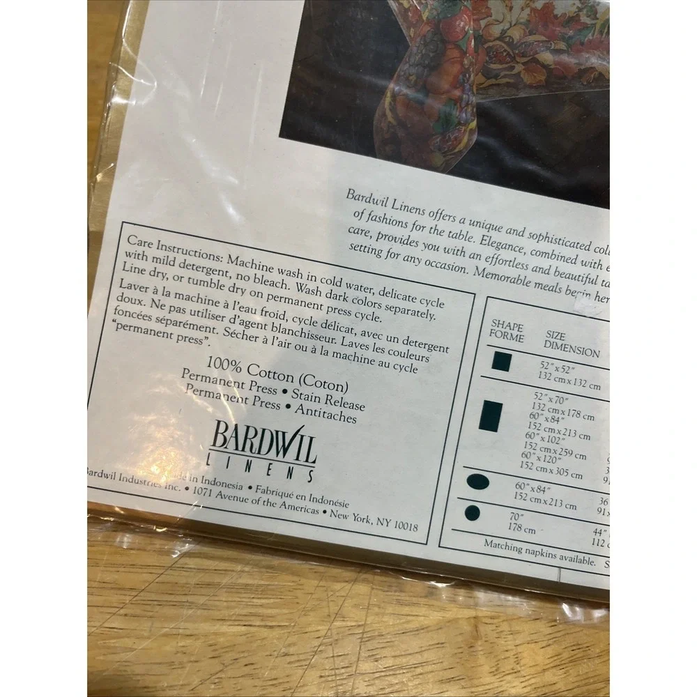 Bardwil Linens Thanksgiving‎ Fabric Tablecloth 60x84